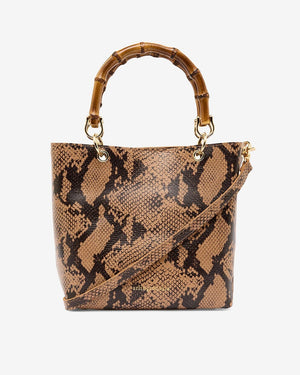 ARLINGTON MILNE Maya Tote - Caramel Python HANDBAG - Zabecca Living