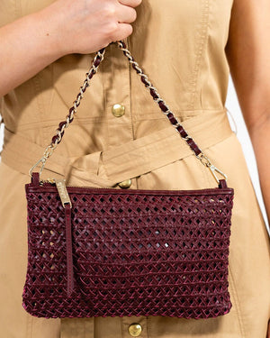 ARLINGTON MILNE Molly Weave Crossbody - Burgundy HANDBAG - Zabecca Living