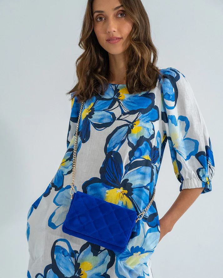 ARLINGTON MILNE Sarah Crossbody - Cobalt Suede HANDBAG - Zabecca Living