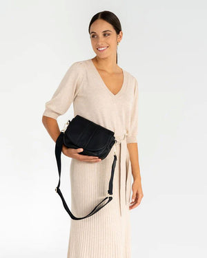 ARLINGTON MILNE Zara Saddle Bag - Black HANDBAG - Zabecca Living