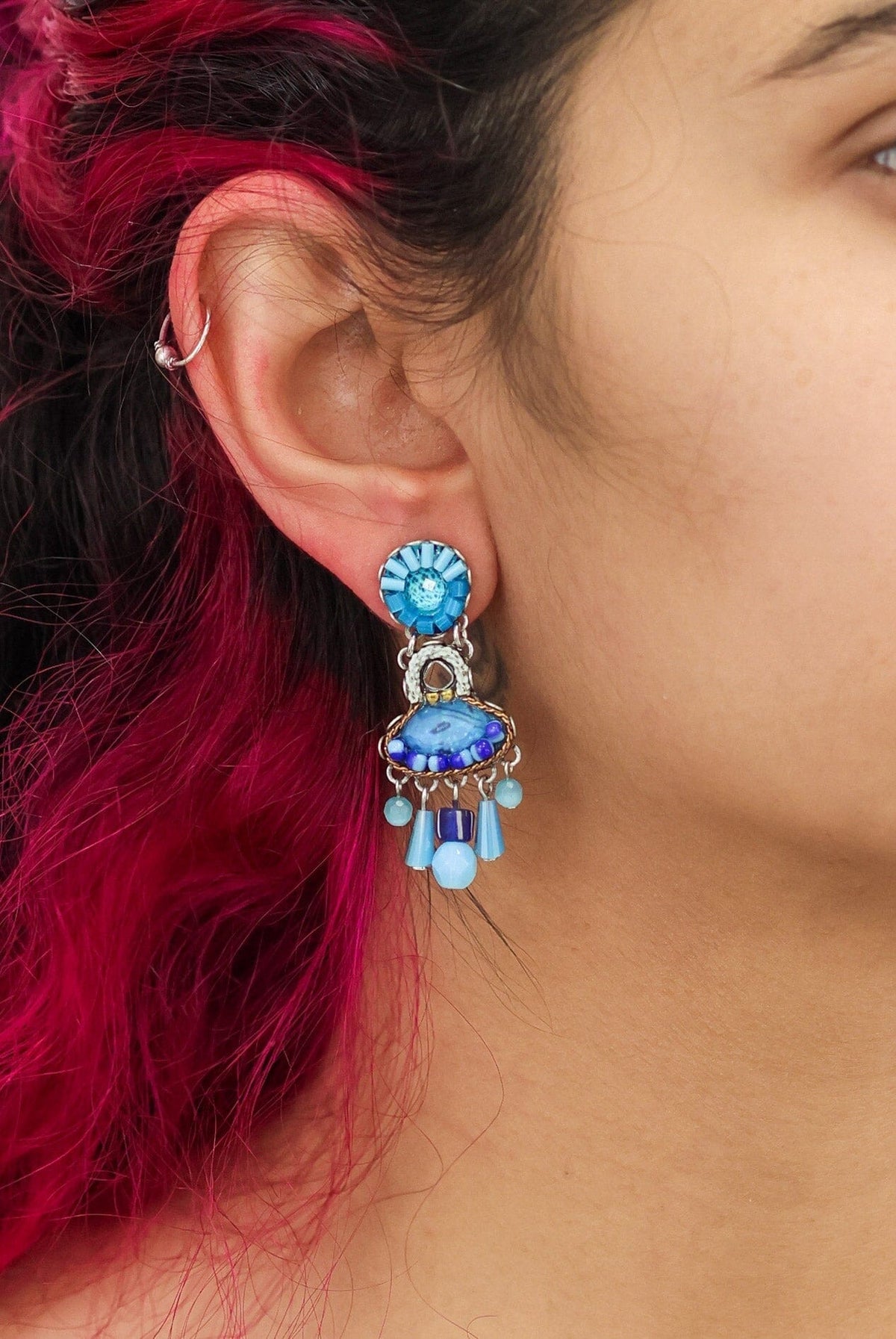 AYALA BAR Blue Beaded Earrings - Horizon Earrings - Zabecca Living