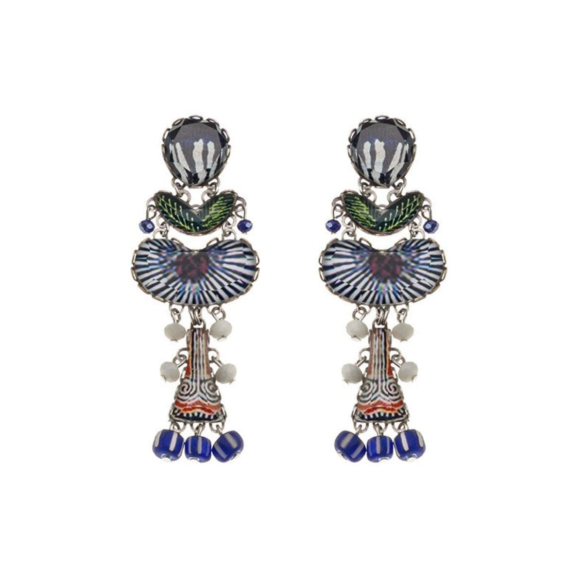 AYALA BAR Blue Domes Blue Glass Earrings - Paros Earrings - Zabecca Living