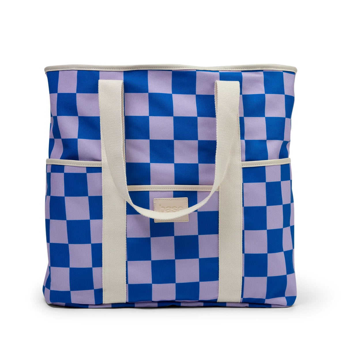 BASE Beach Base - Lilac / Blue Check Beach Bag - Zabecca Living