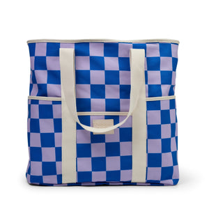 BASE Beach Base - Lilac / Blue Check Beach Bag - Zabecca Living