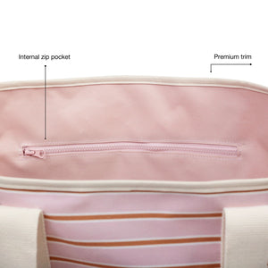 BASE Beach Base - Soft Pink / Rust Stripe Beach Bag - Zabecca Living