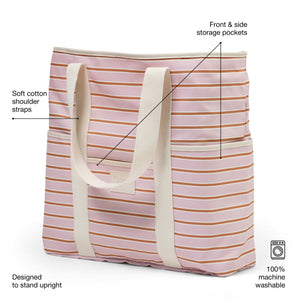 BASE Beach Base - Soft Pink / Rust Stripe Beach Bag - Zabecca Living