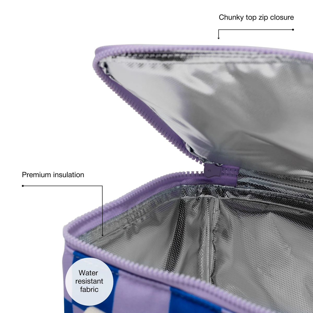 BASE Lunch Base - Lilac / Blue Check LUNCH BOX - Zabecca Living