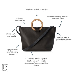 BE HOLD East West Tote - Gunmetal Grey HANDBAG - Zabecca Living
