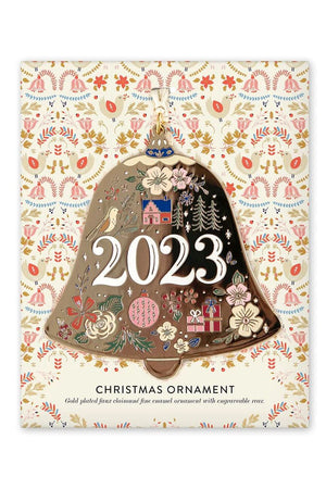 BESPOKE LETTERPRESS Fine Enamel Christmas Ornament - 2023 Bell FESTIVE DECORATIONS - Zabecca Living