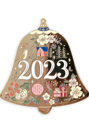 BESPOKE LETTERPRESS Fine Enamel Christmas Ornament - 2023 Bell FESTIVE DECORATIONS - Zabecca Living