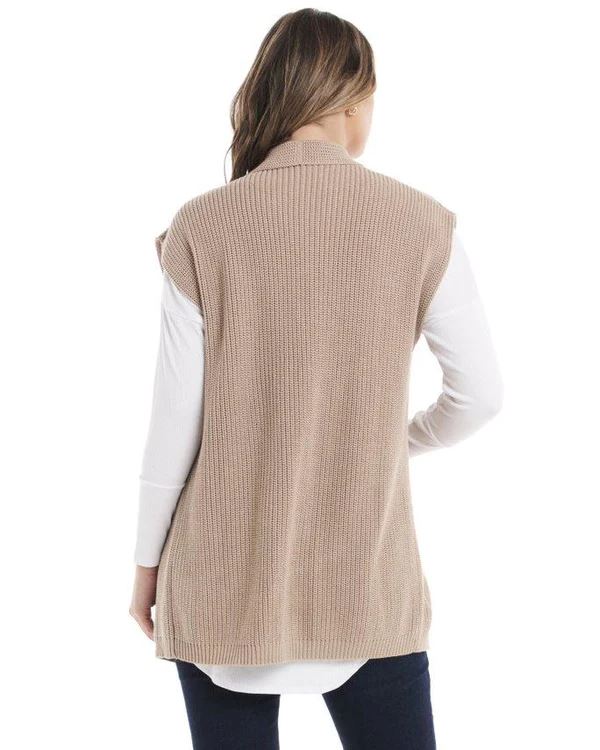 BETTY BASICS Allegra Knitted Capelet - Oat vest - Zabecca Living