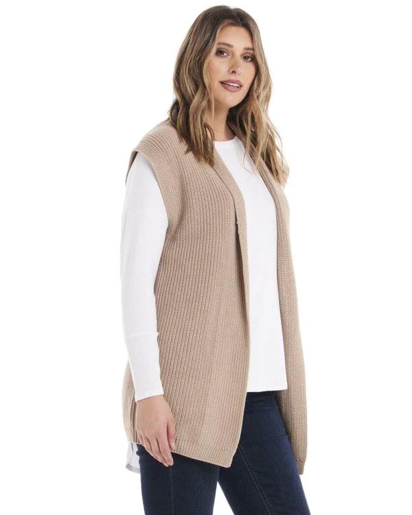 BETTY BASICS Allegra Knitted Capelet - Oat vest - Zabecca Living