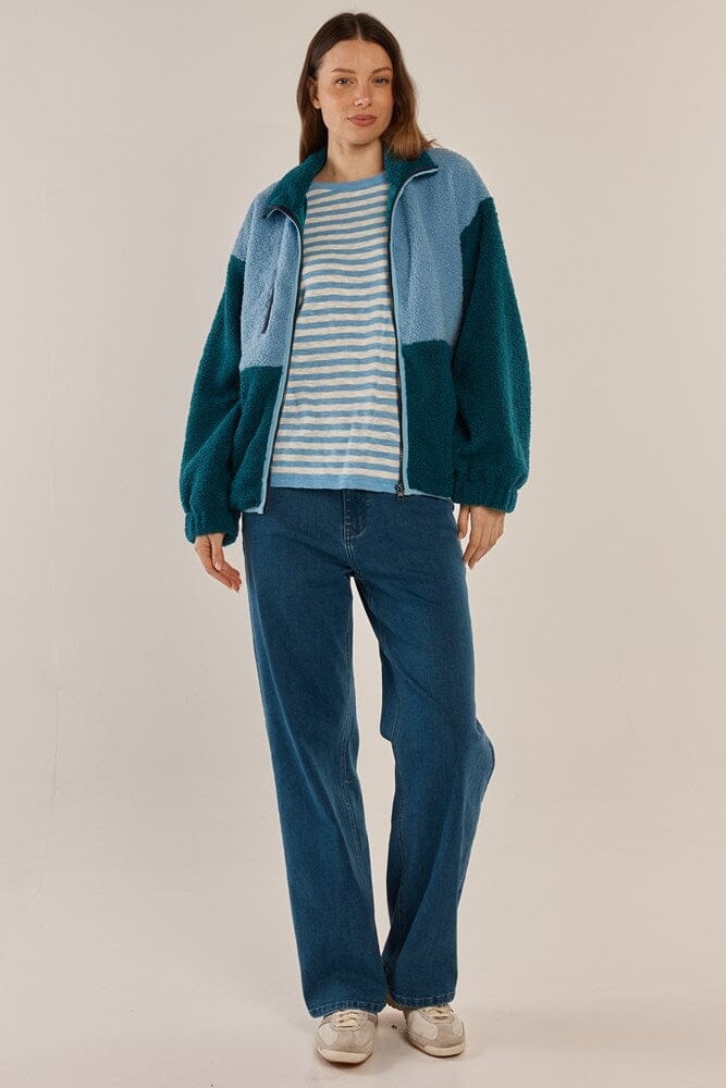 BETTY BASICS Jayne Fleece Jacket - Teal Green/Blue Jackets - Zabecca Living
