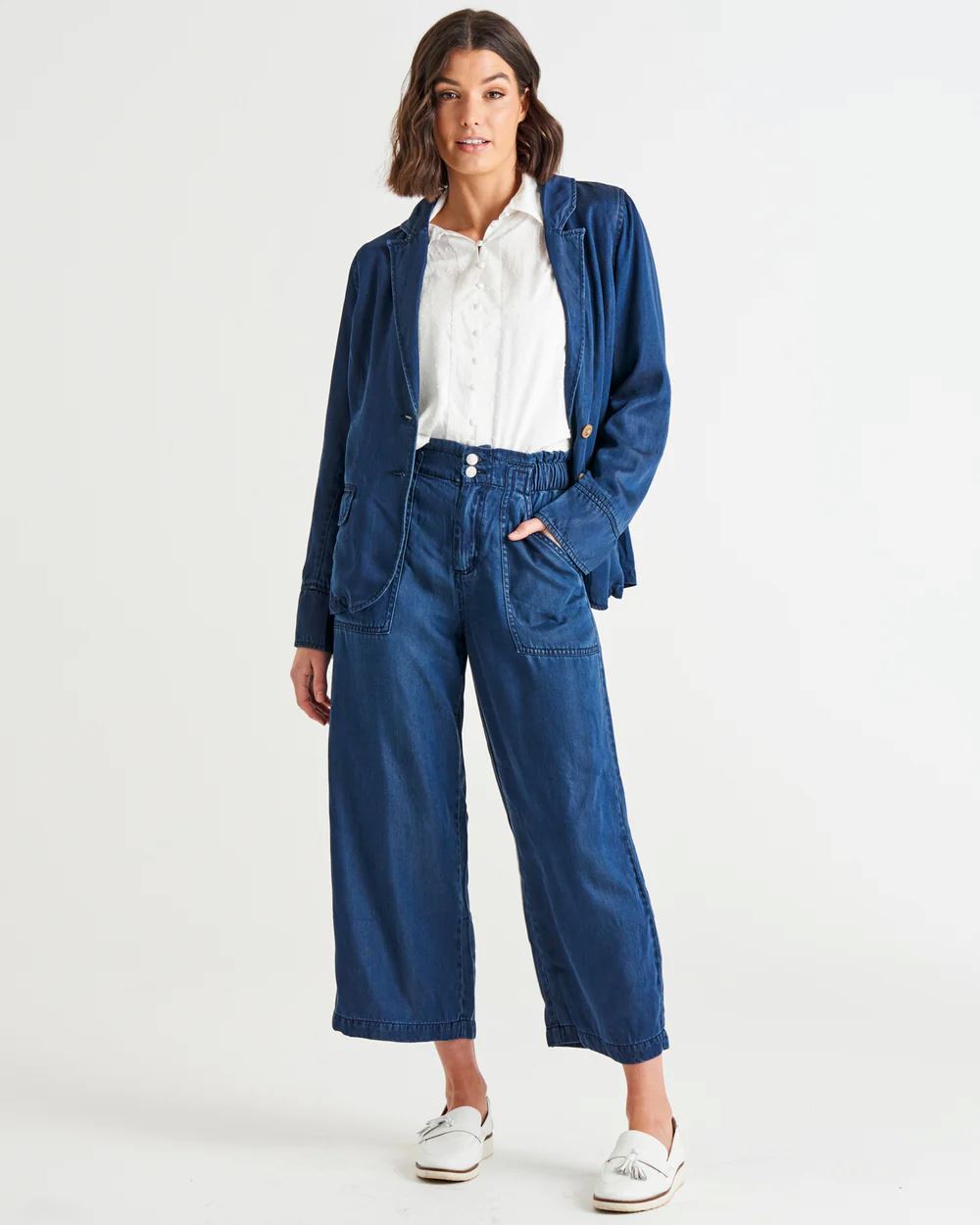 BETTY BASICS Lexton Wide Leg Pant - Dark Rinse PANTS - Zabecca Living
