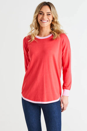 BETTY BASICS Sophie Relaxed Knit Jumper - Pink Tipping Jumpers + Knitwear - Zabecca Living