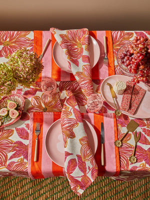 BONNIE & NEIL Azalea Pink Linen Tablecloth - Large Table Runner - Zabecca Living
