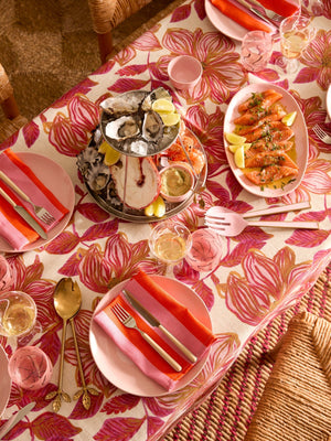 BONNIE & NEIL Azalea Pink Linen Tablecloth - Large Table Runner - Zabecca Living