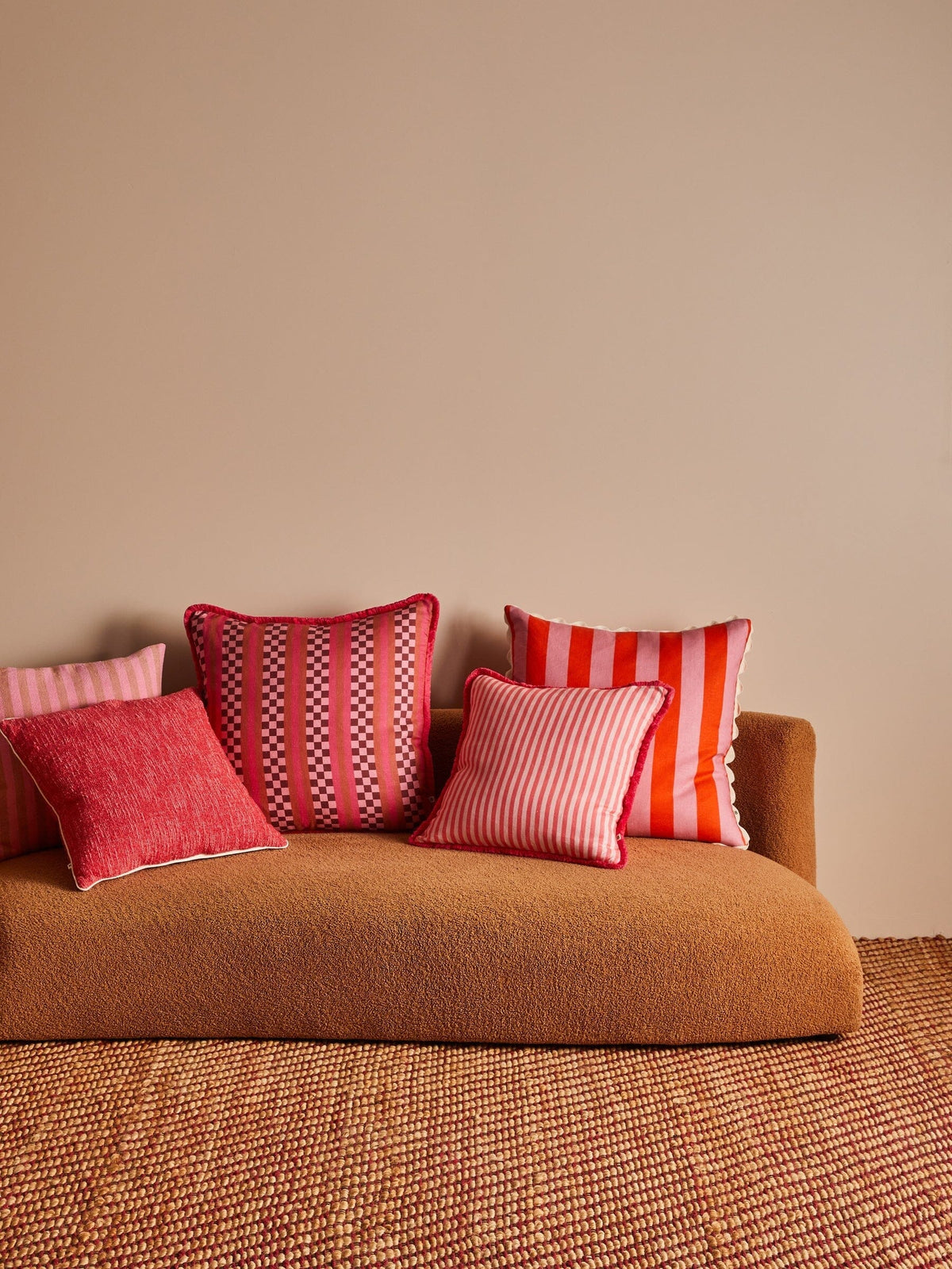 BONNIE &amp; NEIL Bold Stripe Sorbet Linen Cushion Cushion - Zabecca Living