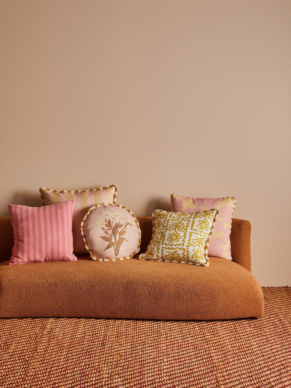 BONNIE &amp; NEIL Forget Me Not Caramel Linen Cushion Cushion - Zabecca Living