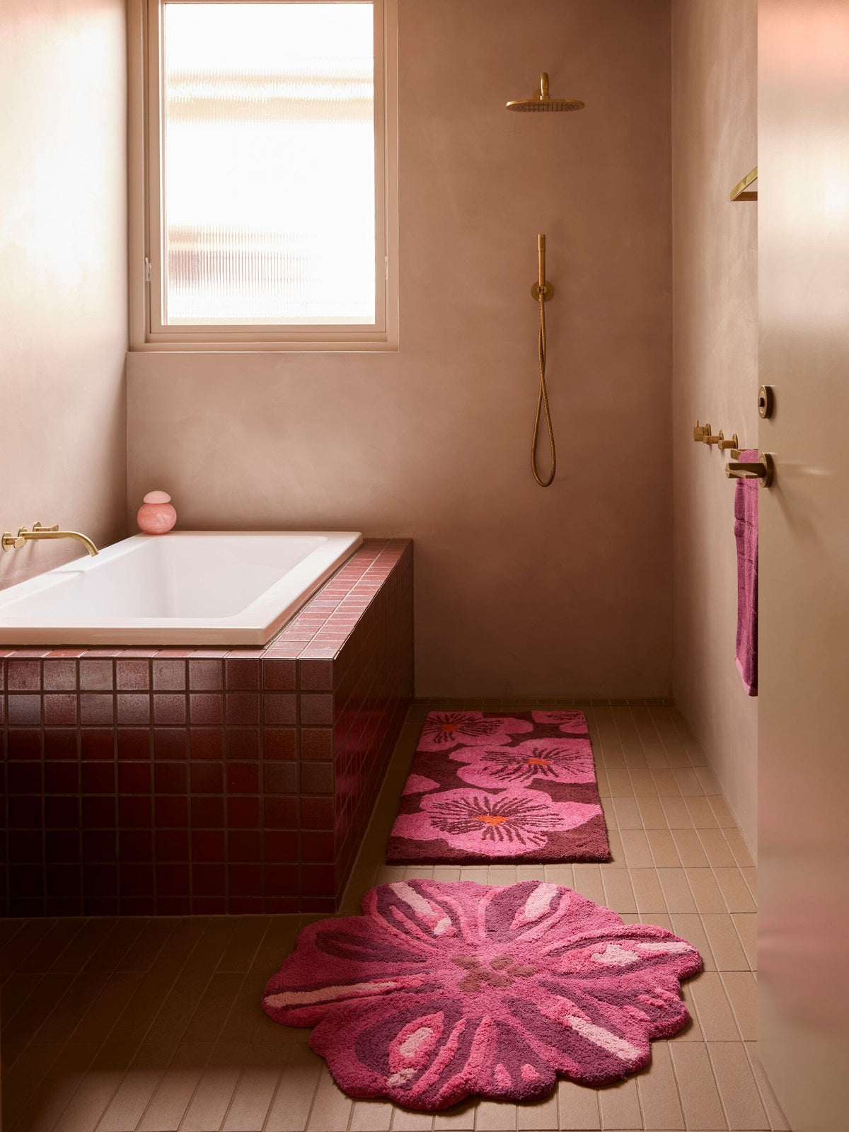 BONNIE &amp; NEIL Jardin Pink Long Bath Mat BATHROOM - Zabecca Living