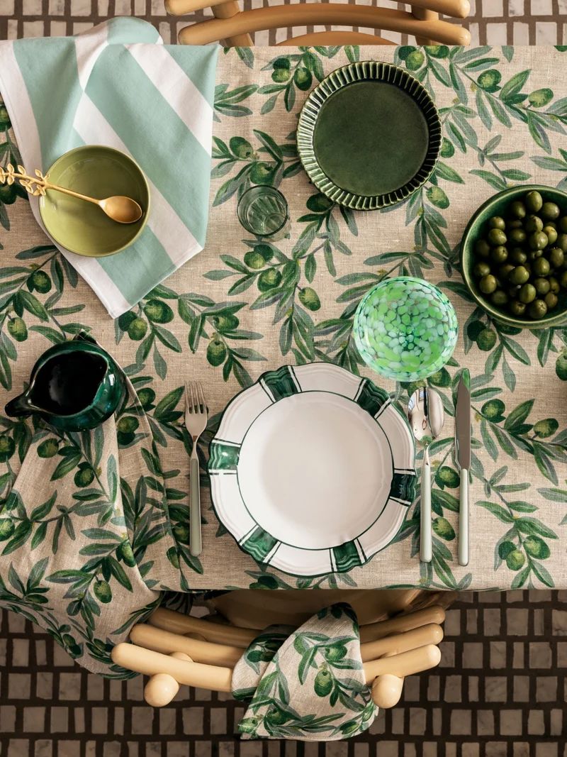 BONNIE & NEIL Olive Green Linen Tablecloth - Large KITCHEN + DINING - Zabecca Living