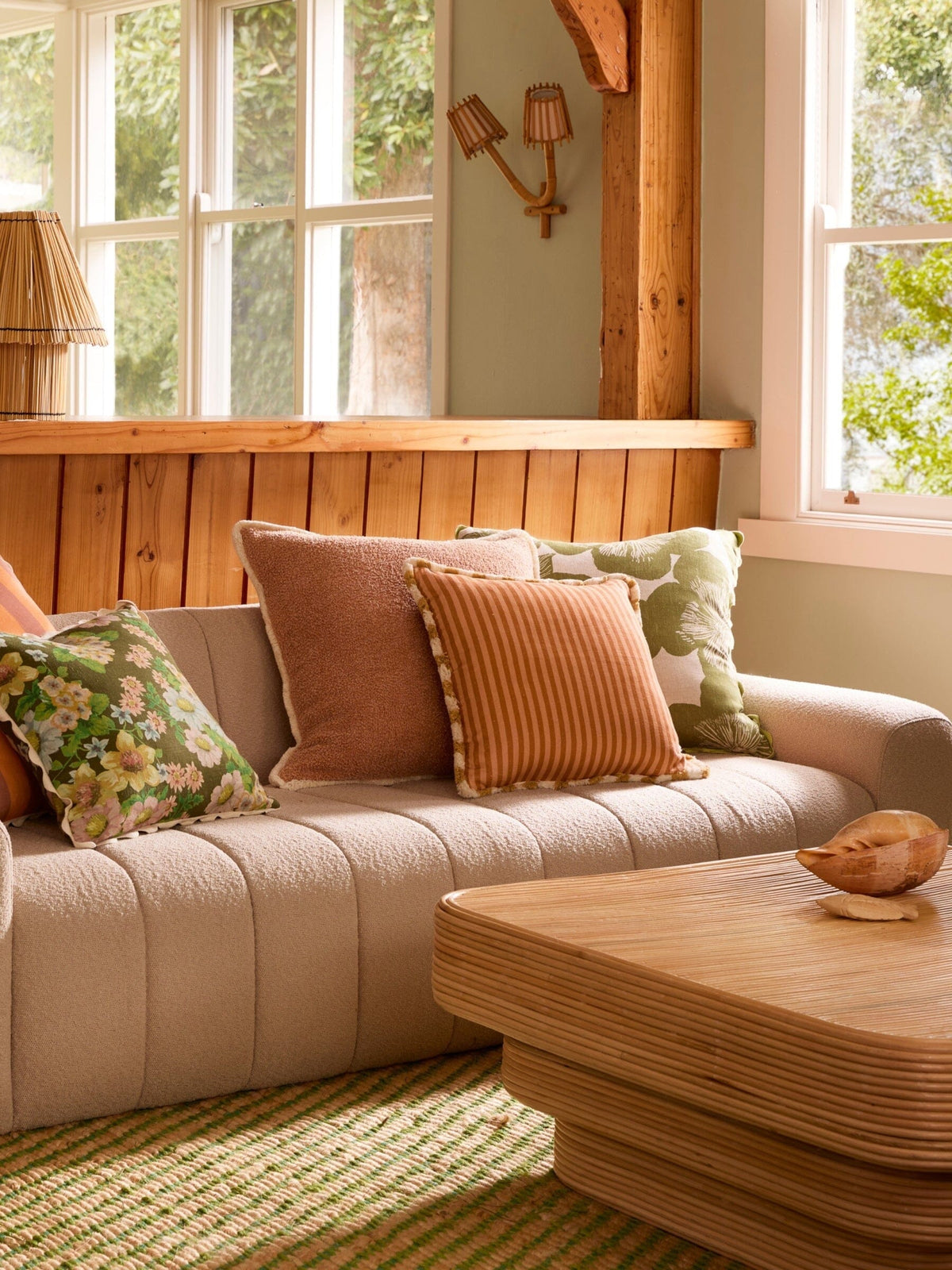 BONNIE &amp; NEIL Pinstripe Nutmeg Linen Cushion Cushion - Zabecca Living