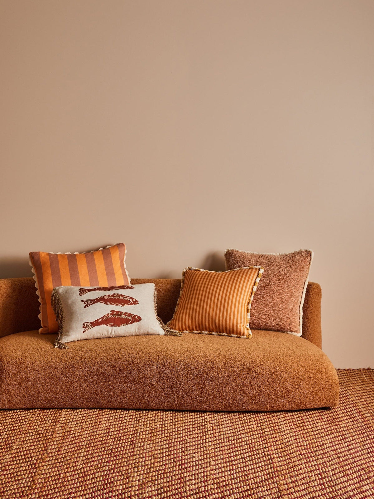 BONNIE &amp; NEIL Pinstripe Nutmeg Linen Cushion Cushion - Zabecca Living