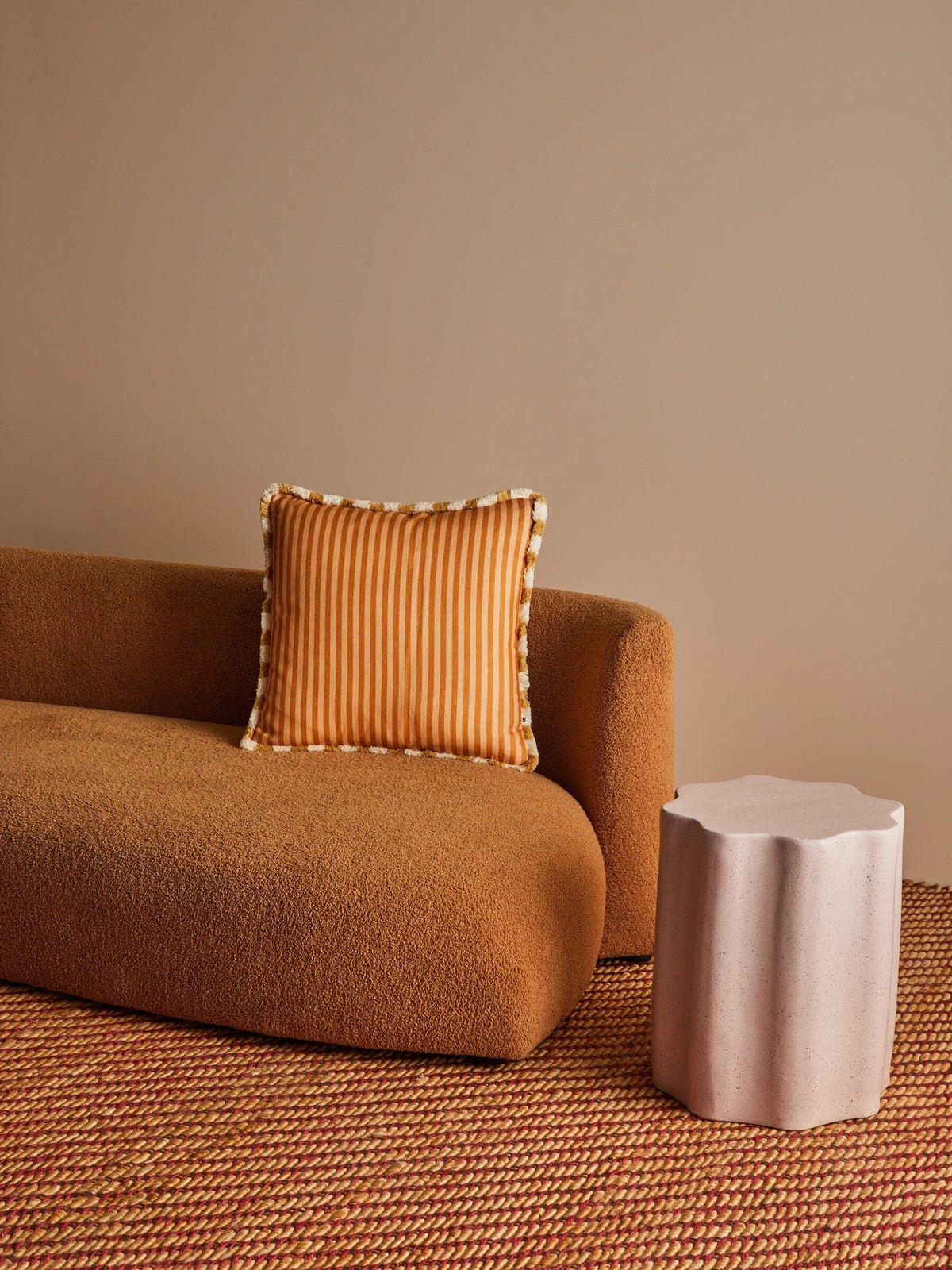 BONNIE &amp; NEIL Pinstripe Nutmeg Linen Cushion Cushion - Zabecca Living