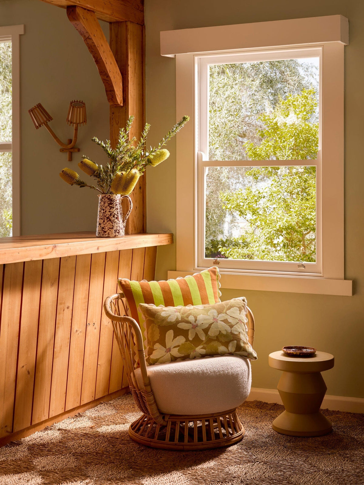 BONNIE &amp; NEIL Violet Mustard Linen Cushion Cushion - Zabecca Living