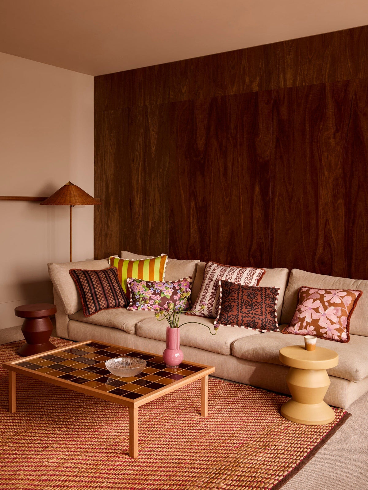 BONNIE &amp; NEIL Violet Tan Linen Cushion Cushion - Zabecca Living