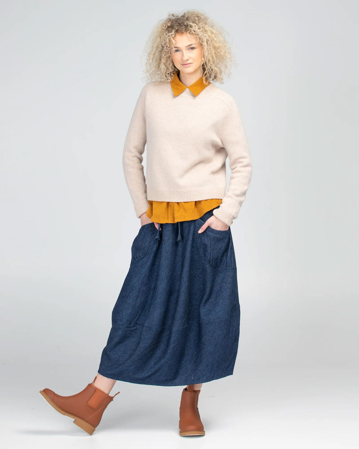 BOOM SHANKAR Guru Skirt - Dark Denim SKIRT - Zabecca Living