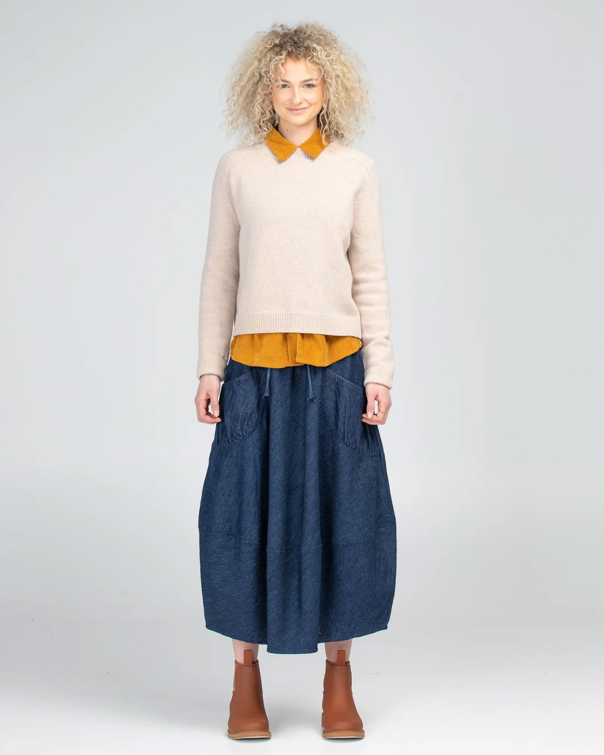 BOOM SHANKAR Guru Skirt - Dark Denim SKIRT - Zabecca Living