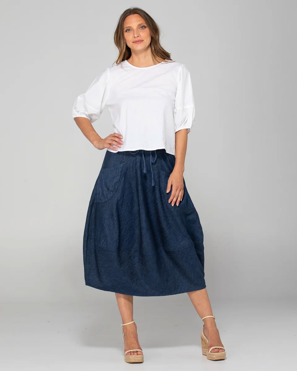 BOOM SHANKAR Guru Skirt - Dark Denim SKIRT - Zabecca Living