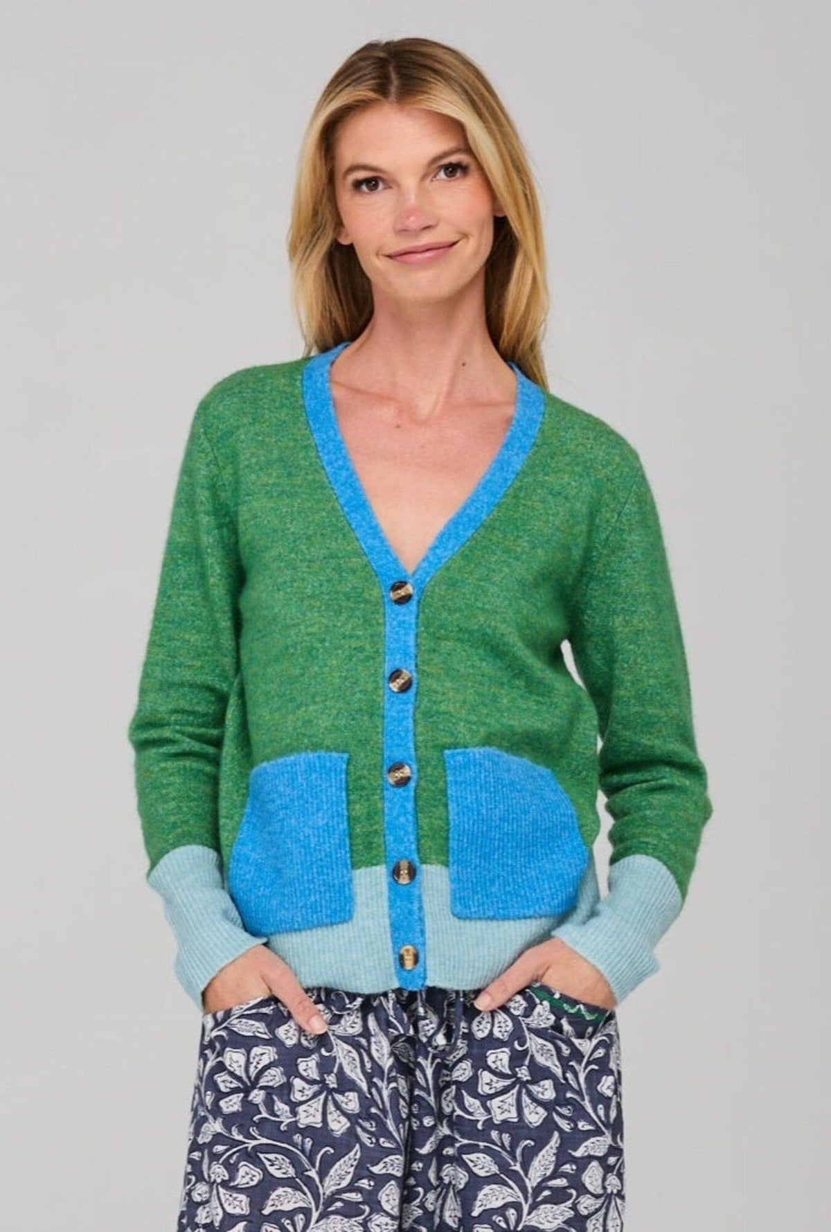 BOOM SHANKAR Poet Cardigan - Green Multi Jumpers + Knitwear - Zabecca Living