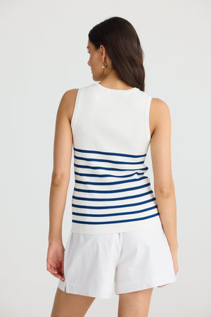 BRAVE AND TRUE Amba Stripe Tank - White & Navy Tank - Zabecca Living