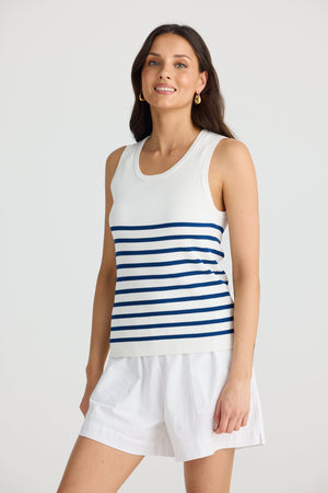 BRAVE AND TRUE Amba Stripe Tank - White & Navy Tank - Zabecca Living