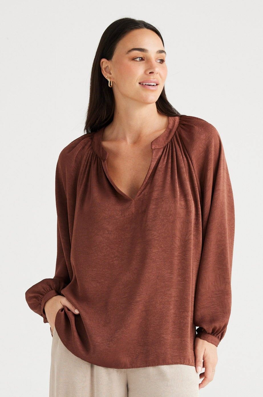 BRAVE AND TRUE Diego Top - Cocoa Shirts &amp; Blouses - Zabecca Living