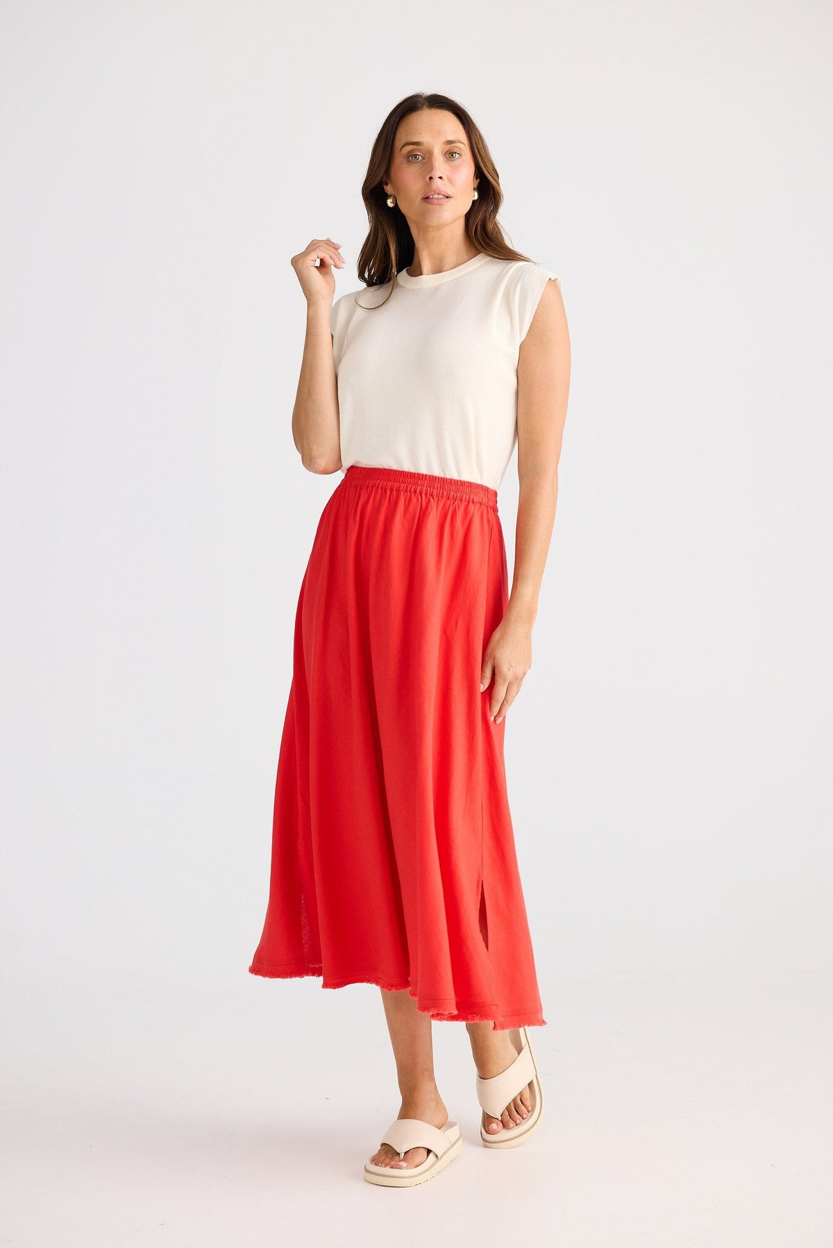 BRAVE AND TRUE Oakley Skirt - Poppy Red Skirt - Zabecca Living