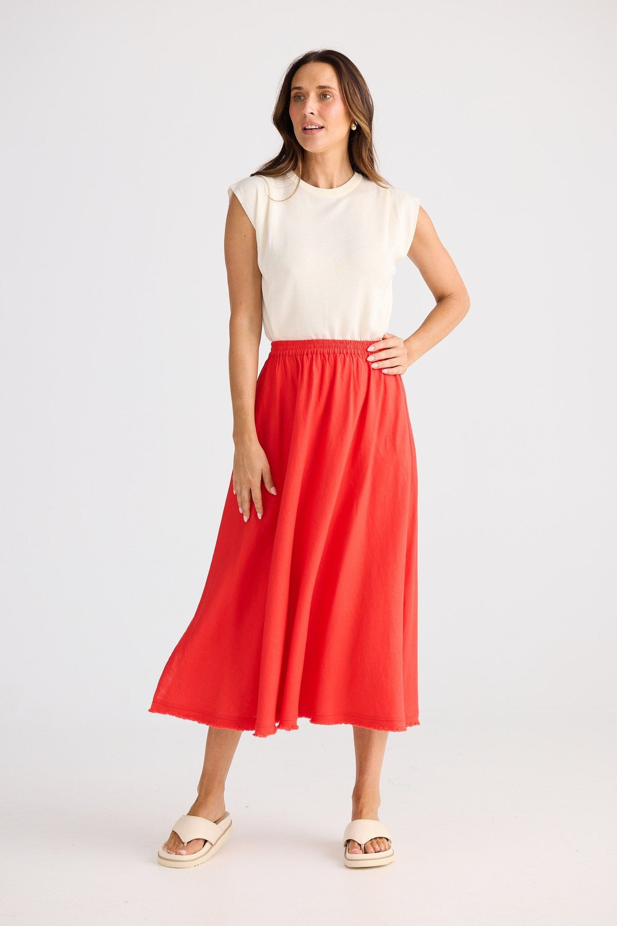BRAVE AND TRUE Oakley Skirt - Poppy Red Skirt - Zabecca Living