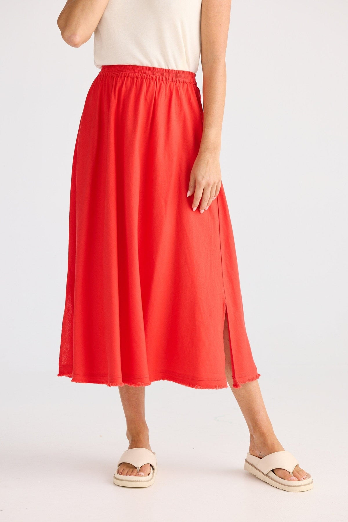 BRAVE AND TRUE Oakley Skirt - Poppy Red Skirt - Zabecca Living