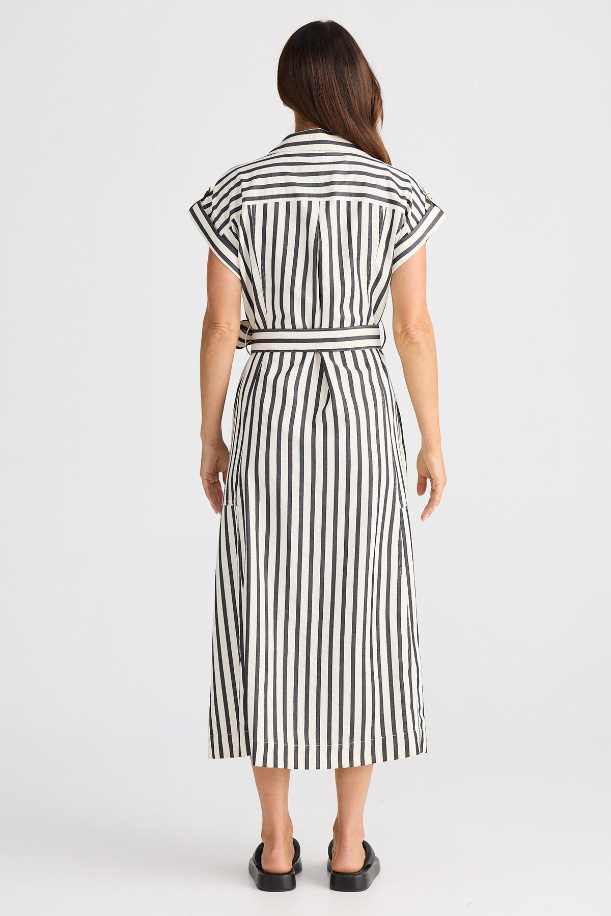 BRAVE AND TRUE Portia Dress - Black Stripe Dress - Zabecca Living