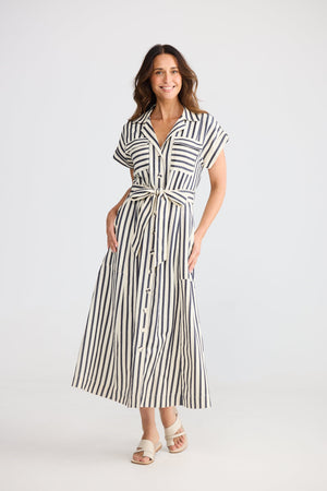 BRAVE AND TRUE Portia Dress - Navy Stripe Dress - Zabecca Living