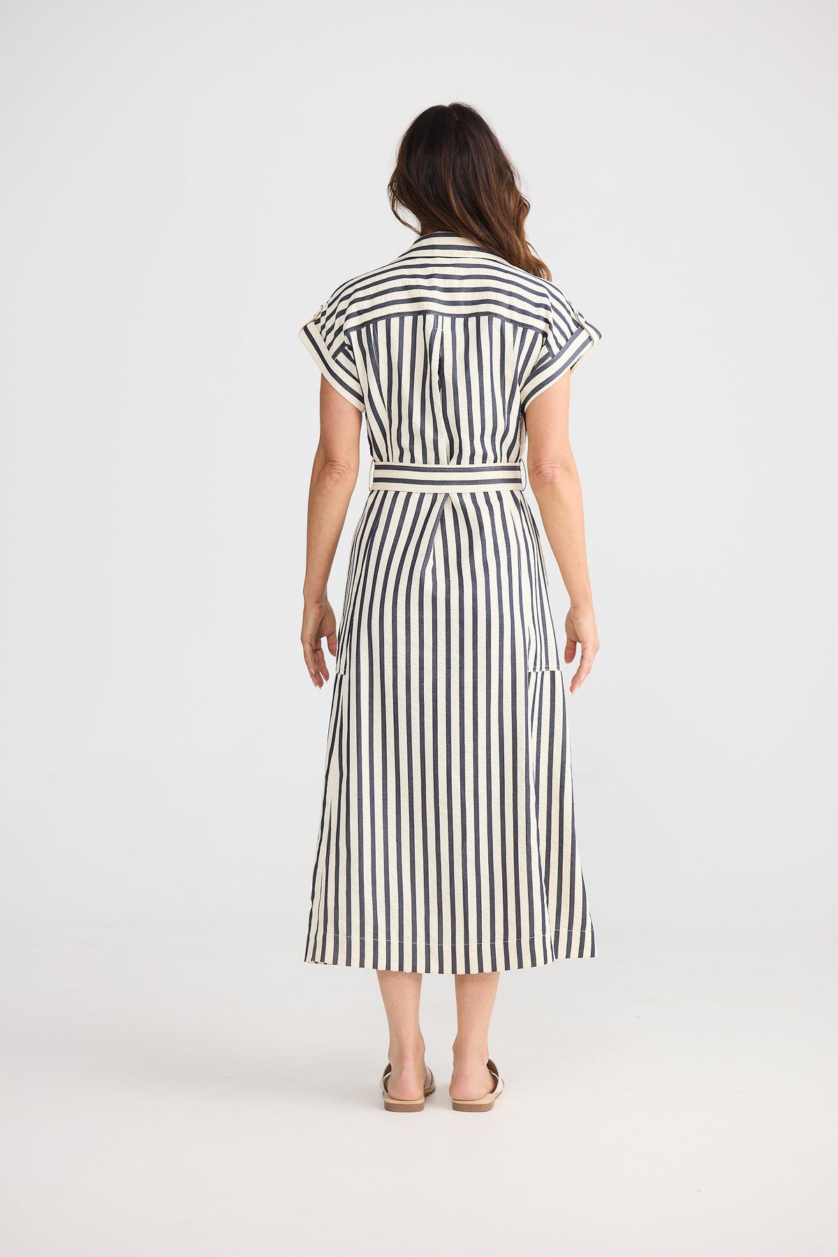 BRAVE AND TRUE Portia Dress - Navy Stripe Dress - Zabecca Living