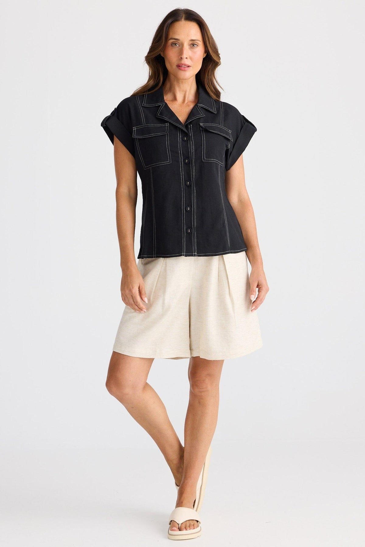 BRAVE AND TRUE Portia Shirt - Black Shirts &amp; Blouses - Zabecca Living