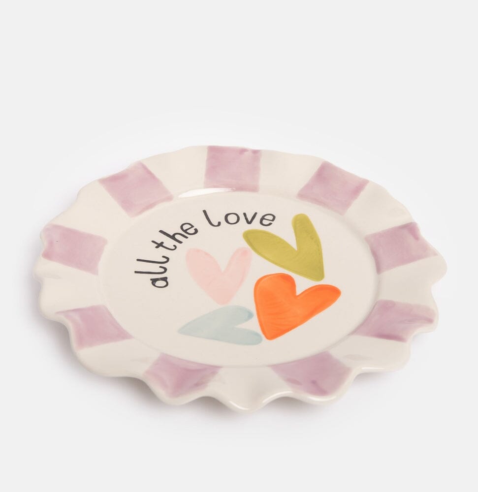 CAROLINE GARDNER All The Love Ceramic Plate - Multi Hearts Plate - Zabecca Living