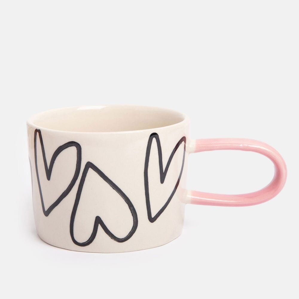 CAROLINE GARDNER Ceramic Mug - Outline Hearts COFFEE, TEA & DRINKS - Zabecca Living