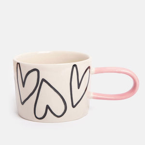 CAROLINE GARDNER Ceramic Mug - Outline Hearts COFFEE, TEA & DRINKS - Zabecca Living