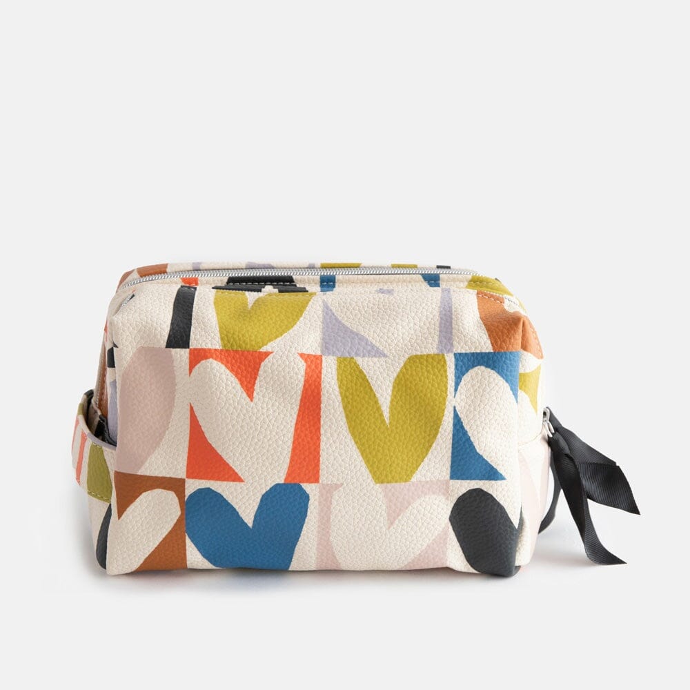 CAROLINE GARDNER Large Travel Washbag - Multi Checkmate Hearts COSMETIC BAG - Zabecca Living
