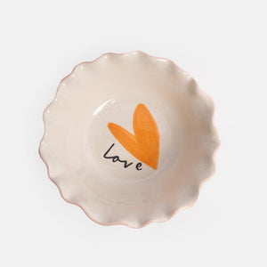 CAROLINE GARDNER Scallop Edge Love Heart Cereal Bowl - Pink bowl - Zabecca Living