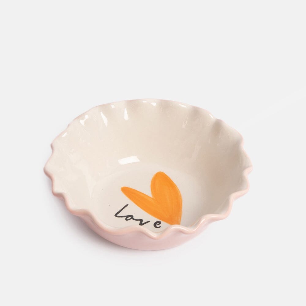 CAROLINE GARDNER Scallop Edge Love Heart Cereal Bowl - Pink bowl - Zabecca Living